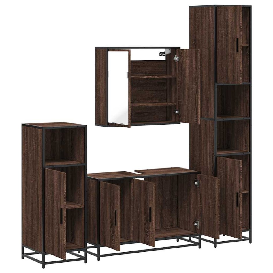 Set de muebles baño 4 pzas madera contrachapada roble