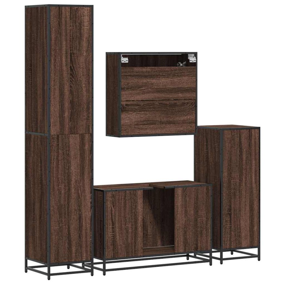 Set de muebles baño 4 pzas madera contrachapada roble