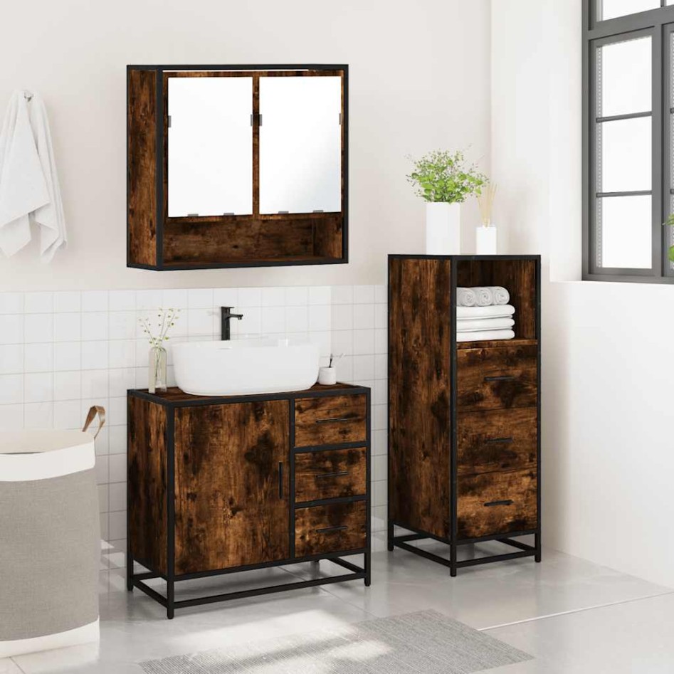 Set de muebles baño 3 pzas madera contrachapada roble
