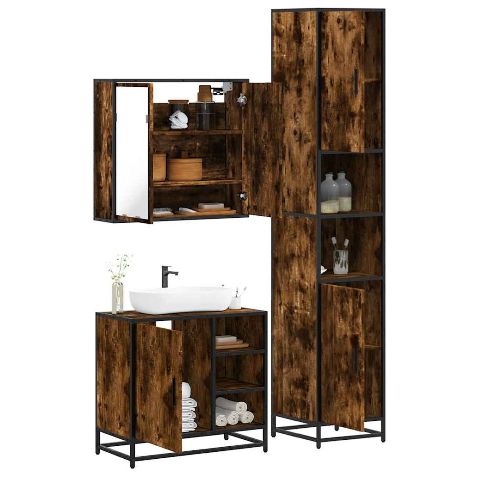 Set de muebles baño 3 pzas madera contrachapada roble