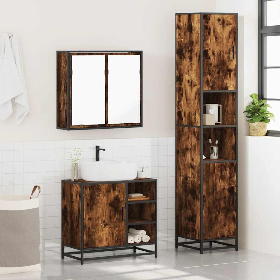 Set de muebles baño 3 pzas madera contrachapada roble