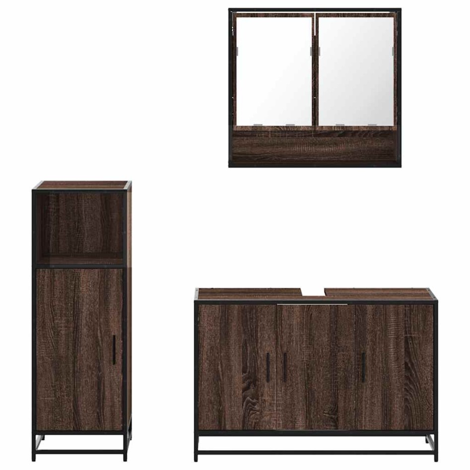 Set de muebles baño 3 pzas madera contrachapada roble