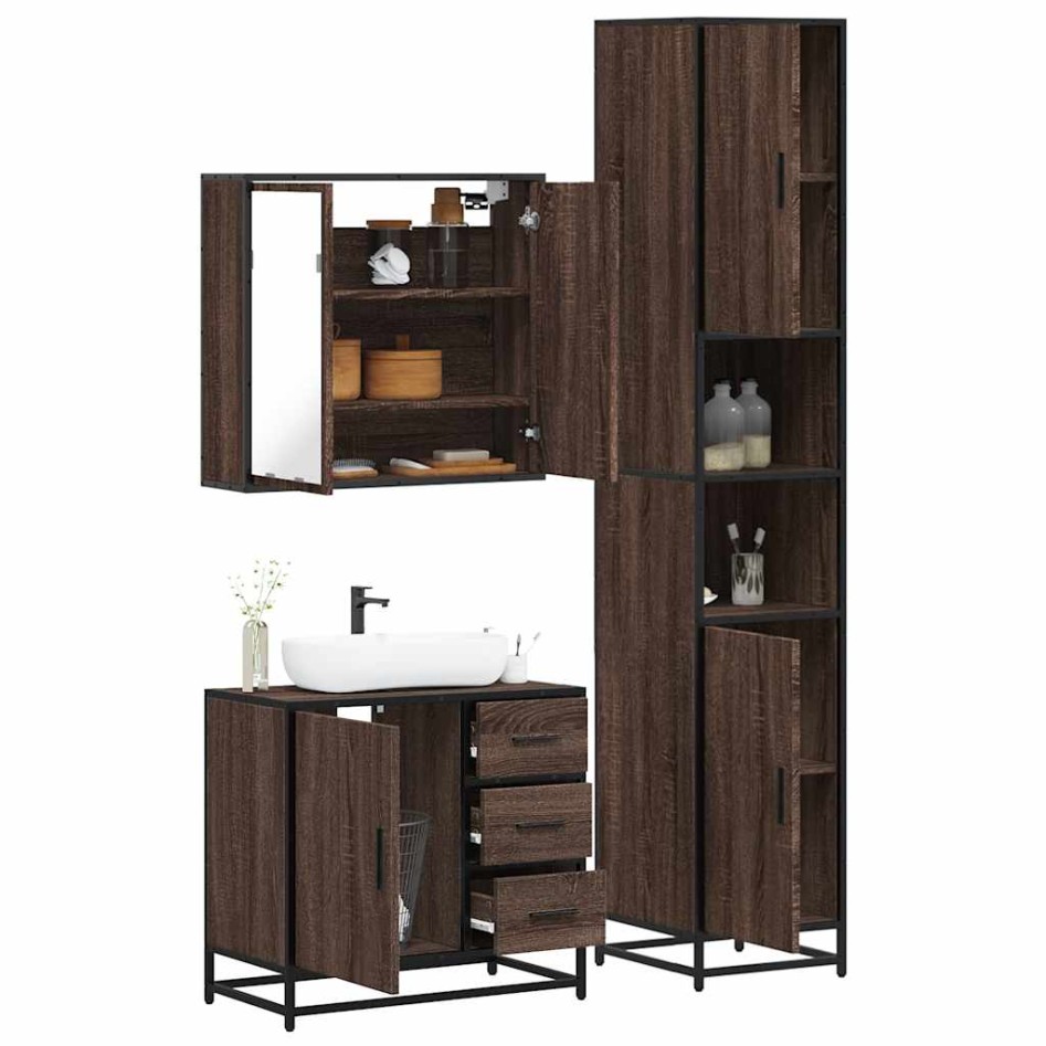 Set de muebles baño 3 pzas madera contrachapada roble