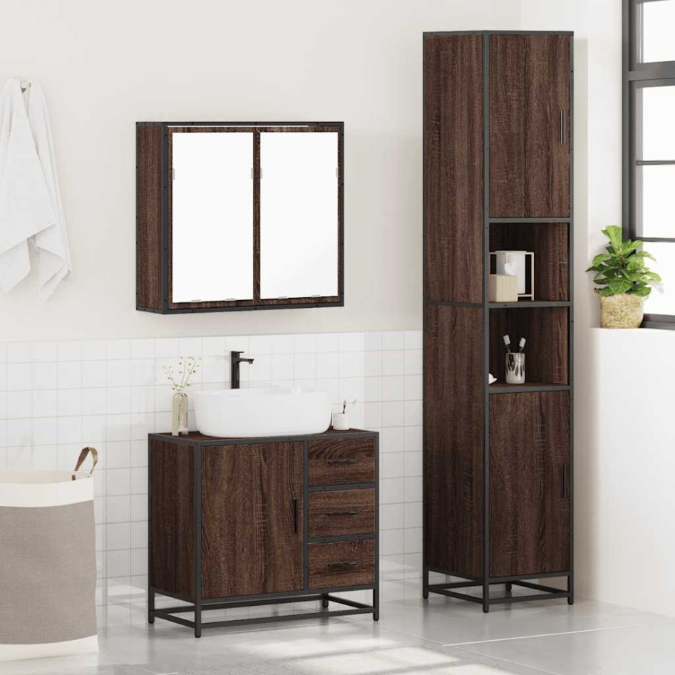 Set de muebles baño 3 pzas madera contrachapada roble