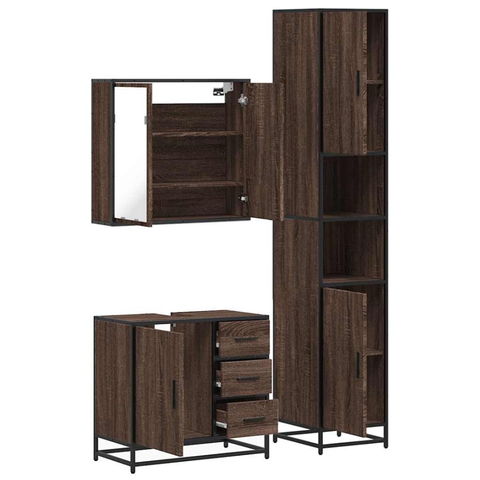 Set de muebles baño 3 pzas madera contrachapada roble