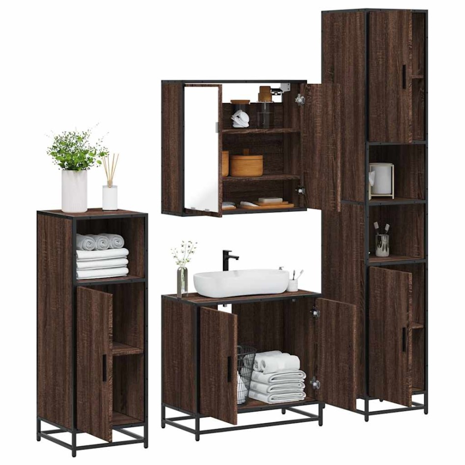 Set de muebles baño 4 pzas madera contrachapada roble