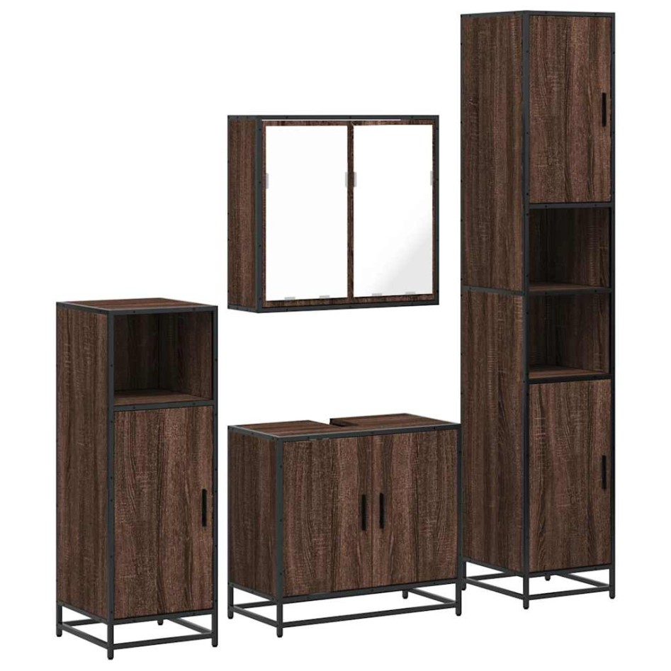 Set de muebles baño 4 pzas madera contrachapada roble