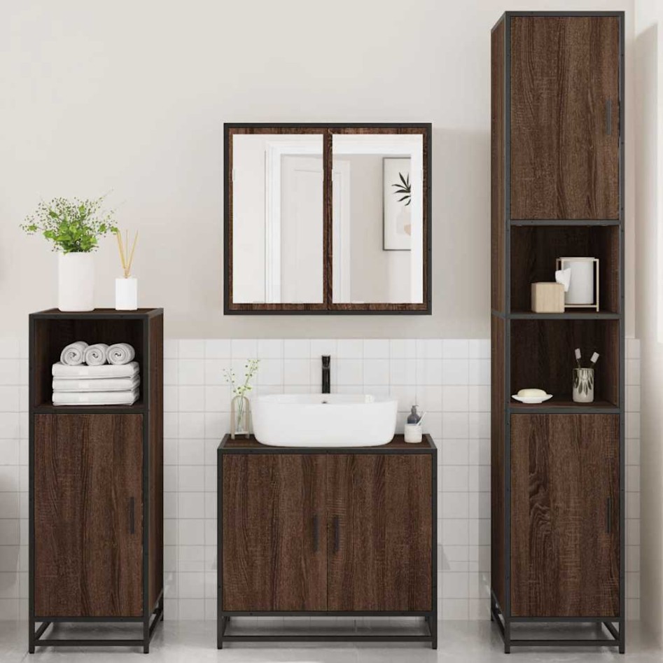 Set de muebles baño 4 pzas madera contrachapada roble