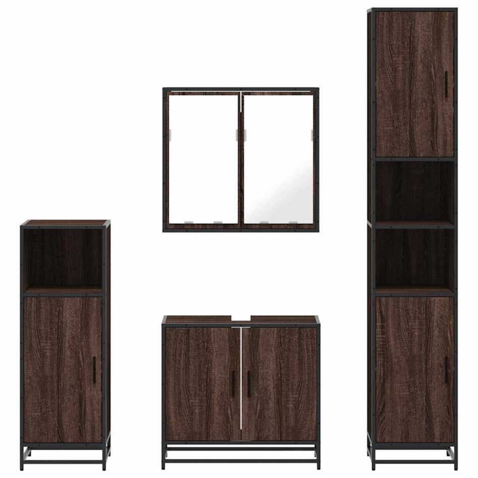 Set de muebles baño 4 pzas madera contrachapada roble