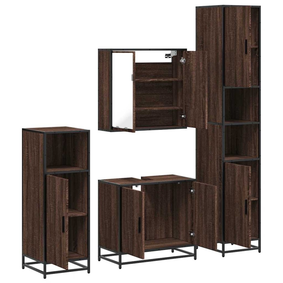 Set de muebles baño 4 pzas madera contrachapada roble