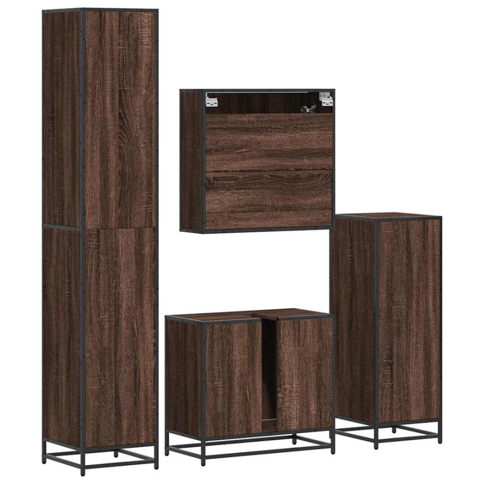 Set de muebles baño 4 pzas madera contrachapada roble