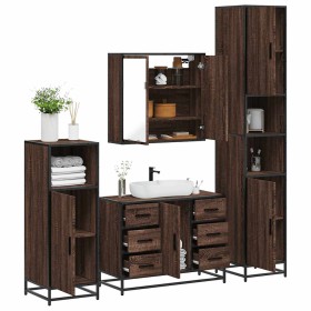 Set de muebles baño 4 pzas madera contrachapada roble