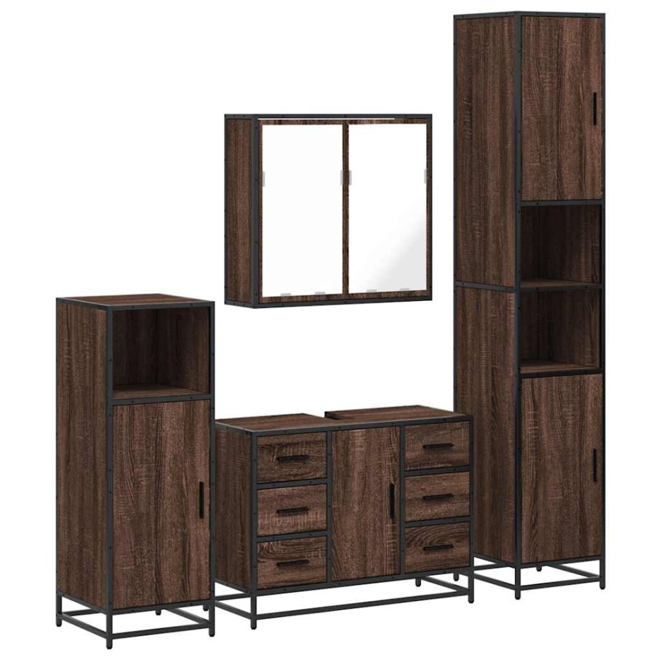 Set de muebles baño 4 pzas madera contrachapada roble