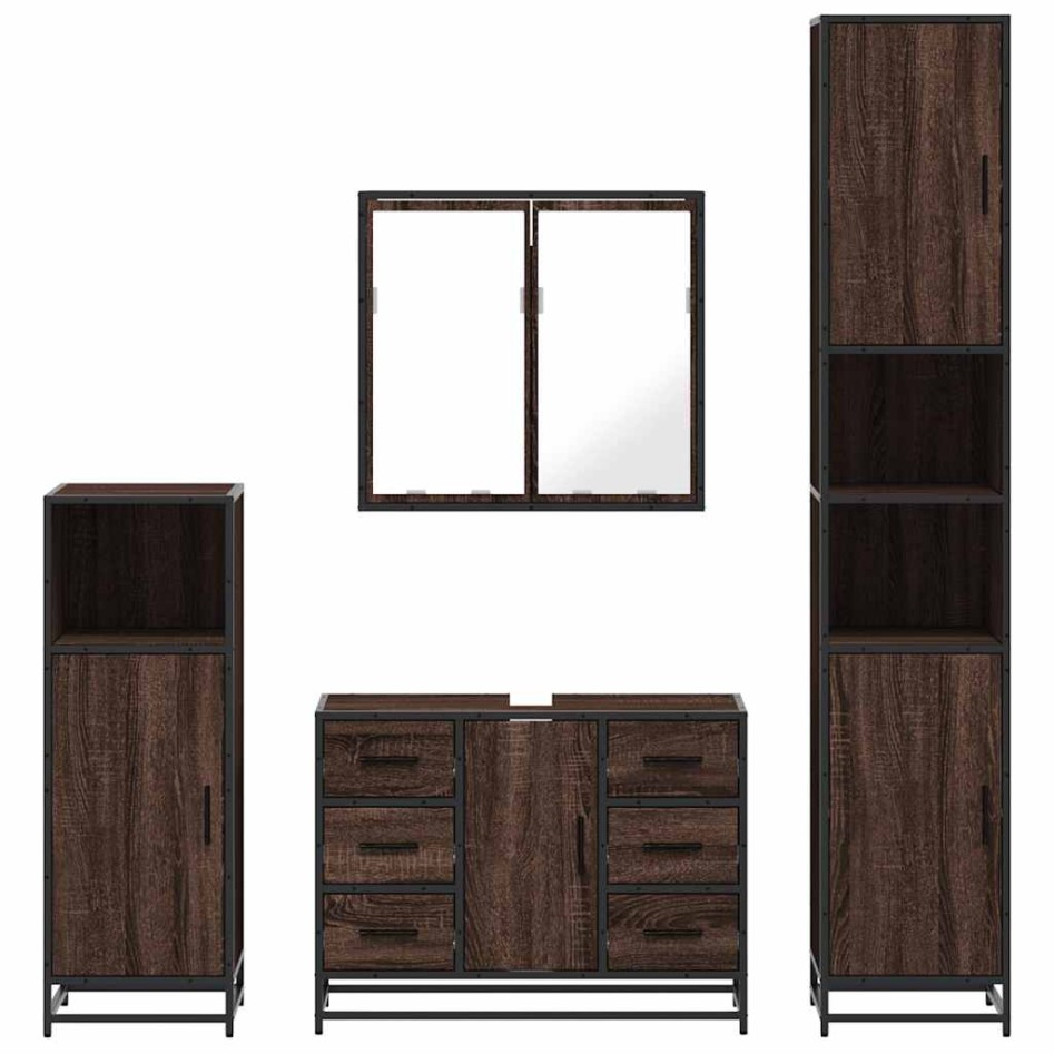 Set de muebles baño 4 pzas madera contrachapada roble