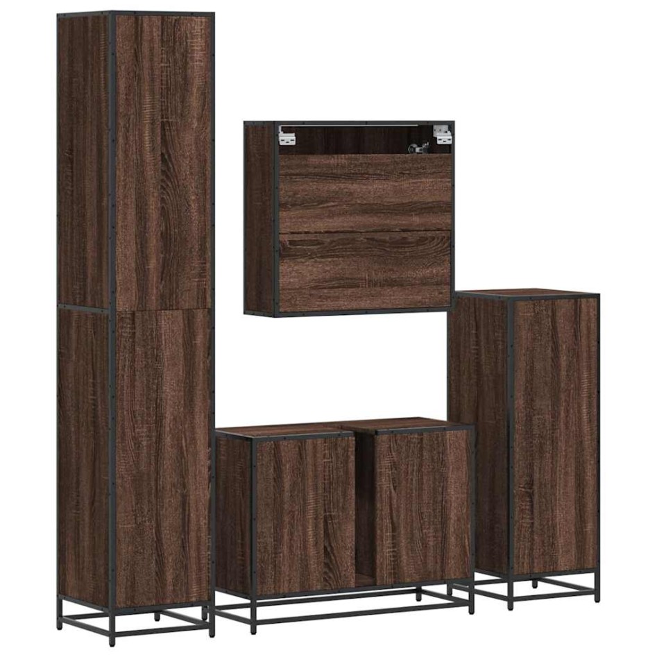 Set de muebles baño 4 pzas madera contrachapada roble
