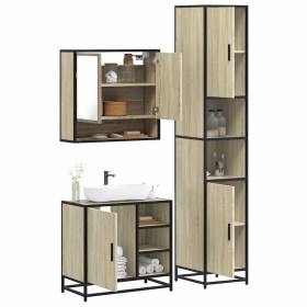 Set de muebles de baño 3 pzas madera contrachapada roble