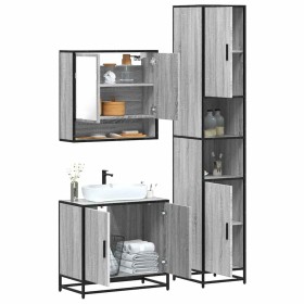 Set de muebles de baño 3 pzas madera contrachapada gris