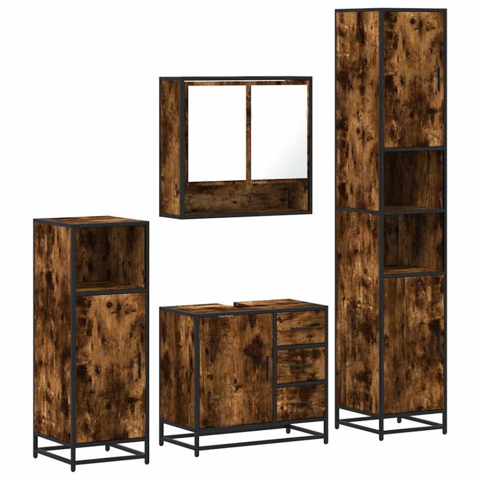 Set de muebles baño 4 pzas madera contrachapada roble