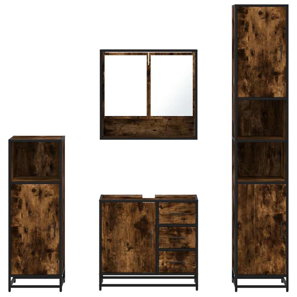 Set de muebles baño 4 pzas madera contrachapada roble