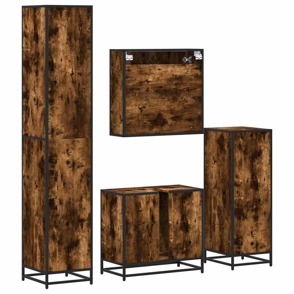 Set de muebles baño 4 pzas madera contrachapada roble