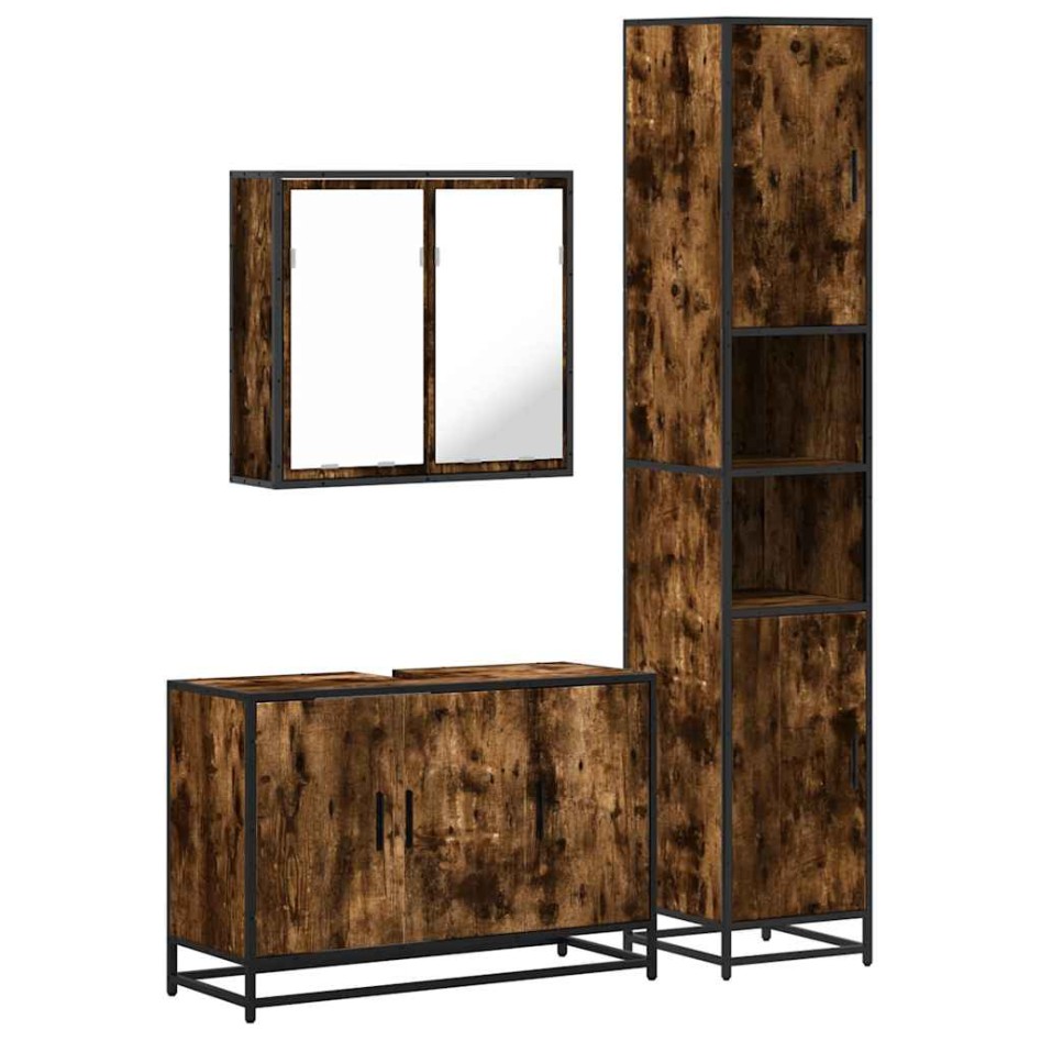 Set de muebles baño 3 pzas madera contrachapada roble