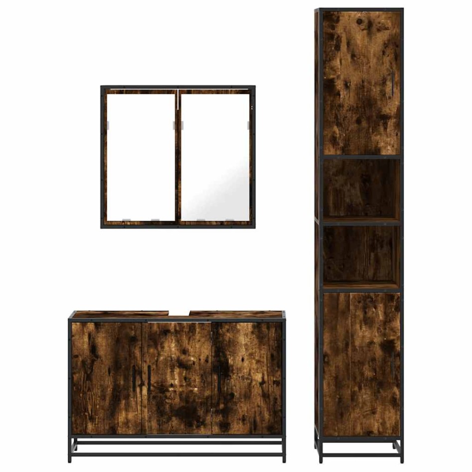 Set de muebles baño 3 pzas madera contrachapada roble