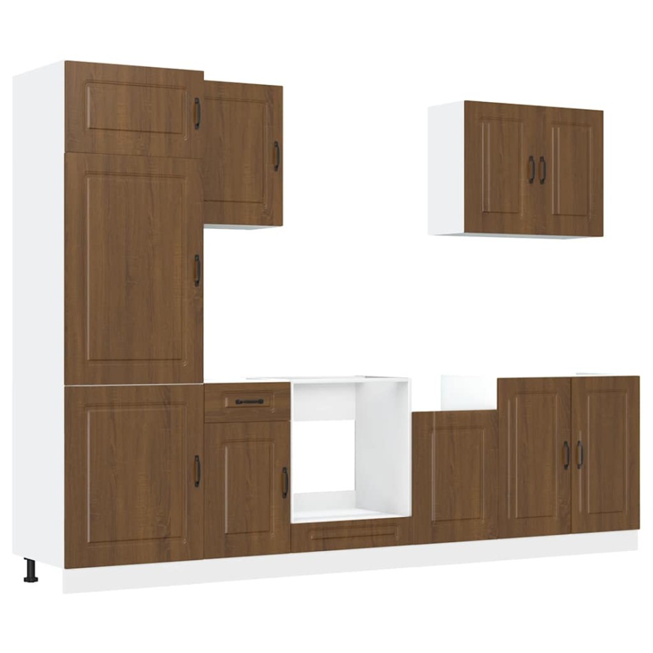 Mueble cocina Kalmar roble marrón 7 pzas madera