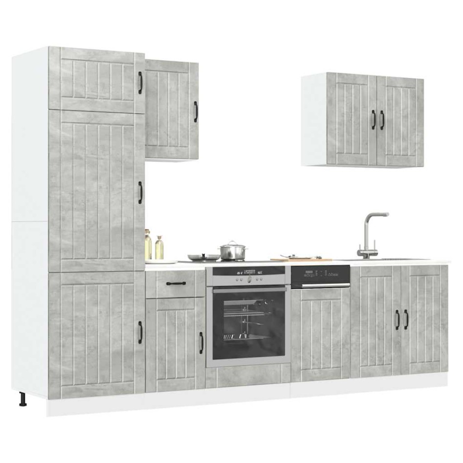 Mueble cocina Kalmar gris hormigón 7 pzas madera