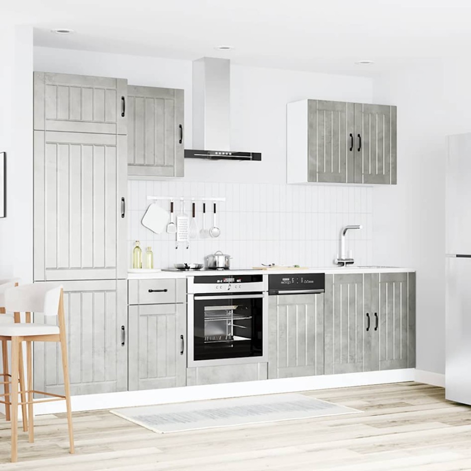 Mueble cocina Kalmar gris hormigón 7 pzas madera