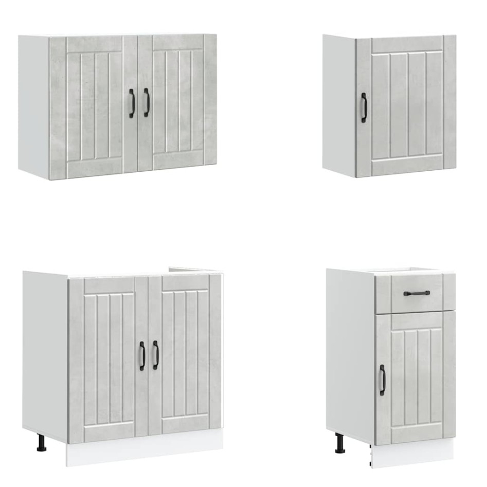 Mueble cocina Kalmar gris hormigón 7 pzas madera