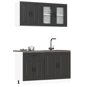 Mueble de cocina Kalmar negra 4 piezas madera