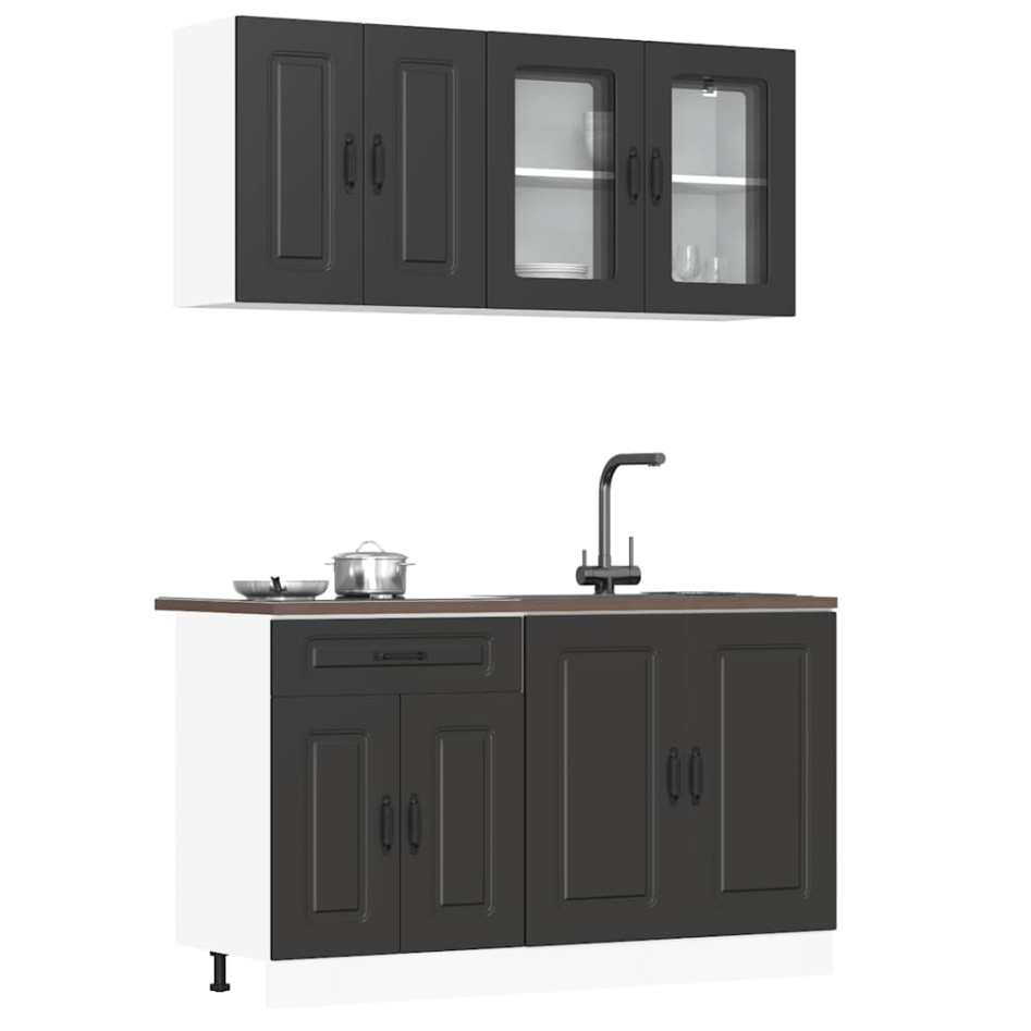 Mueble de cocina Kalmar negra 4 piezas madera
