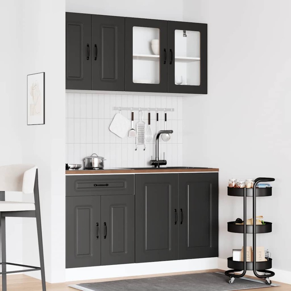 Mueble de cocina Kalmar negra 4 piezas madera