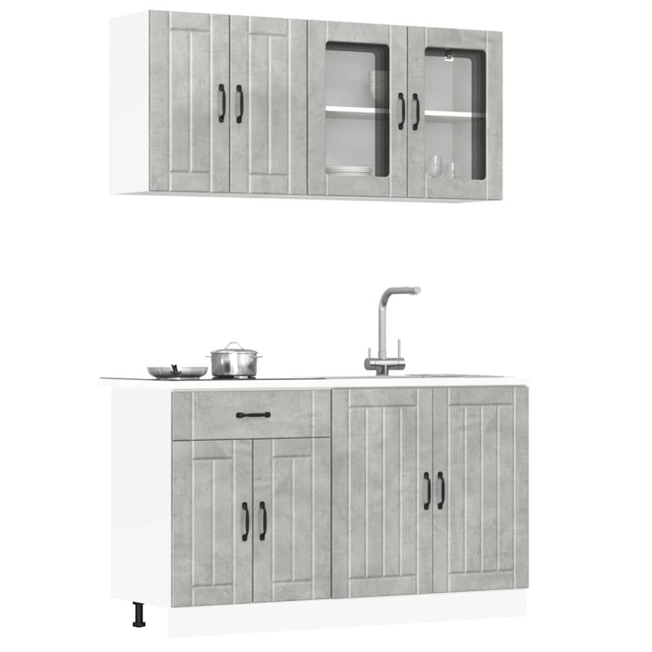 Mueble cocina Kalmar gris hormigón 4 pzas madera