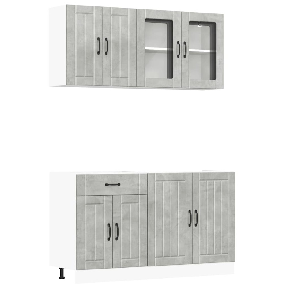 Mueble cocina Kalmar gris hormigón 4 pzas madera