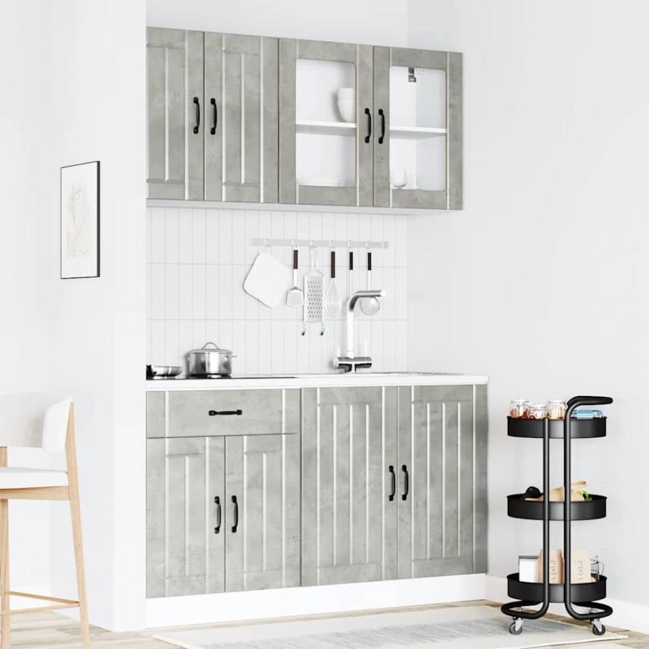 Mueble cocina Kalmar gris hormigón 4 pzas madera