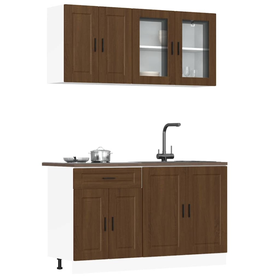 Mueble cocina Kalmar roble marrón 4 pzas madera