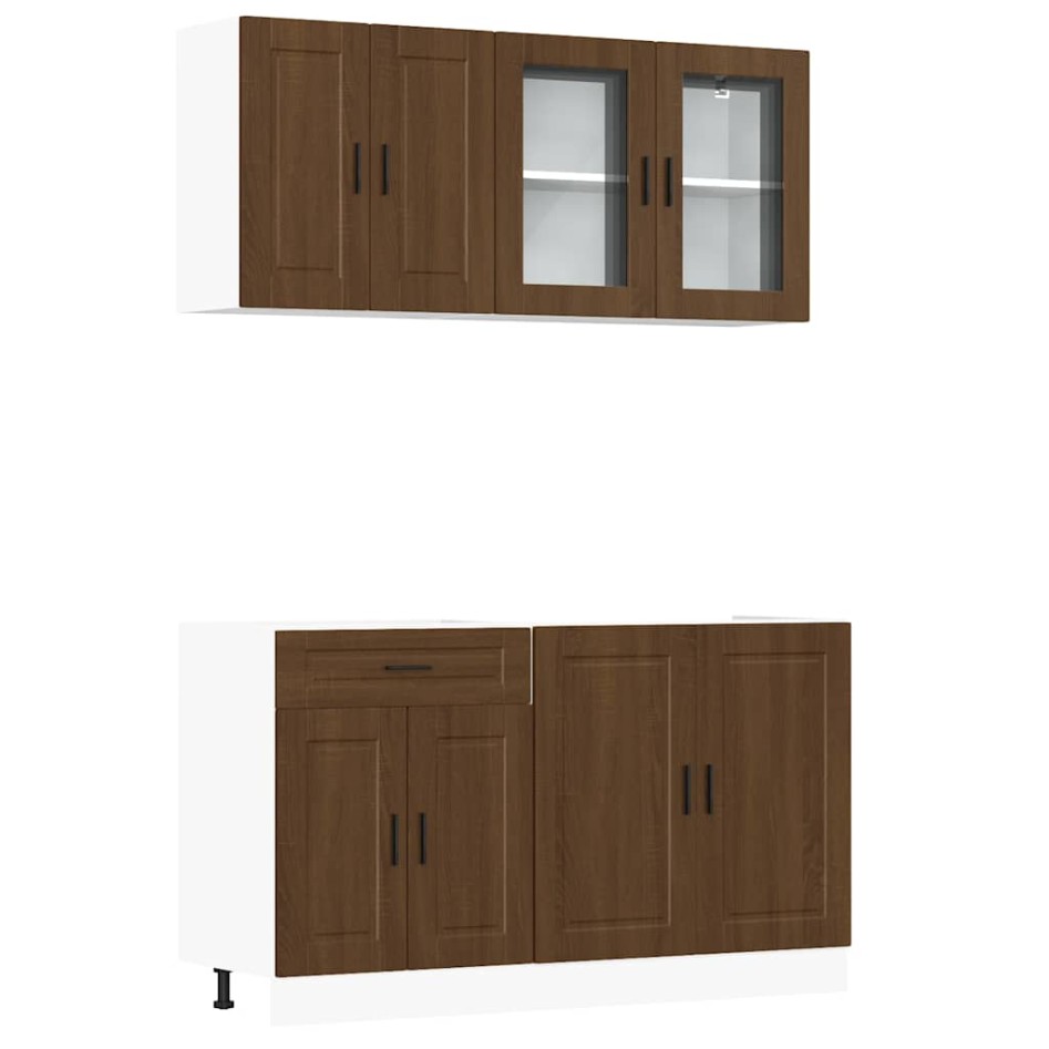 Mueble cocina Kalmar roble marrón 4 pzas madera