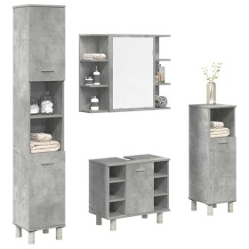 Juego muebles de baño 4 pzas madera contrachapada gris