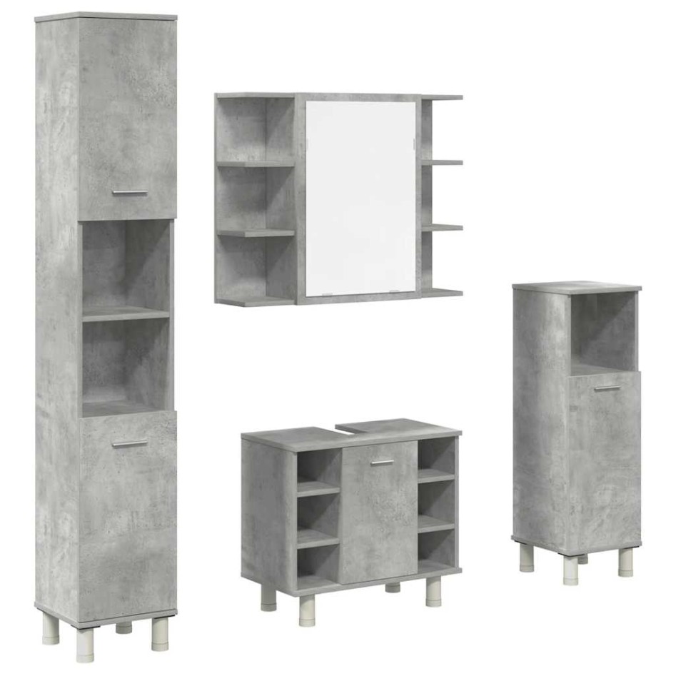Juego muebles de baño 4 pzas madera contrachapada gris