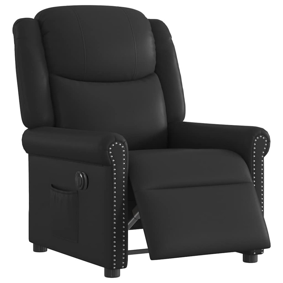 Sillón reclinable eléctrico cuero sintético negro
