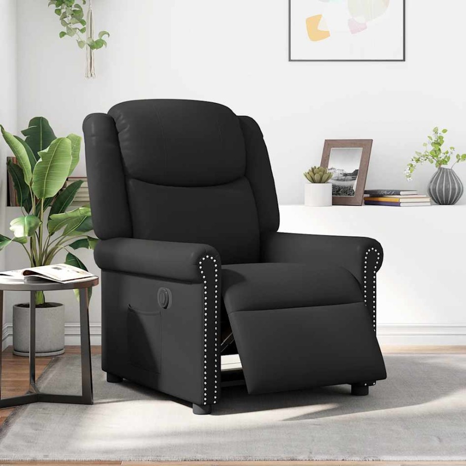 Sillón reclinable eléctrico cuero sintético negro