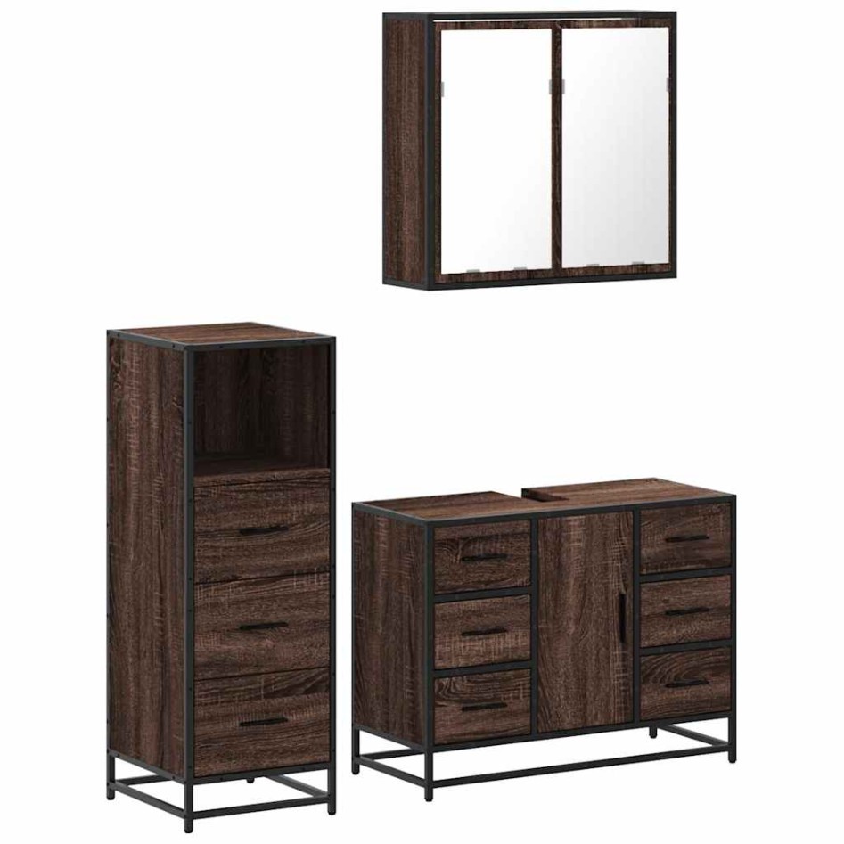 Set de muebles baño 3 pzas madera contrachapada roble
