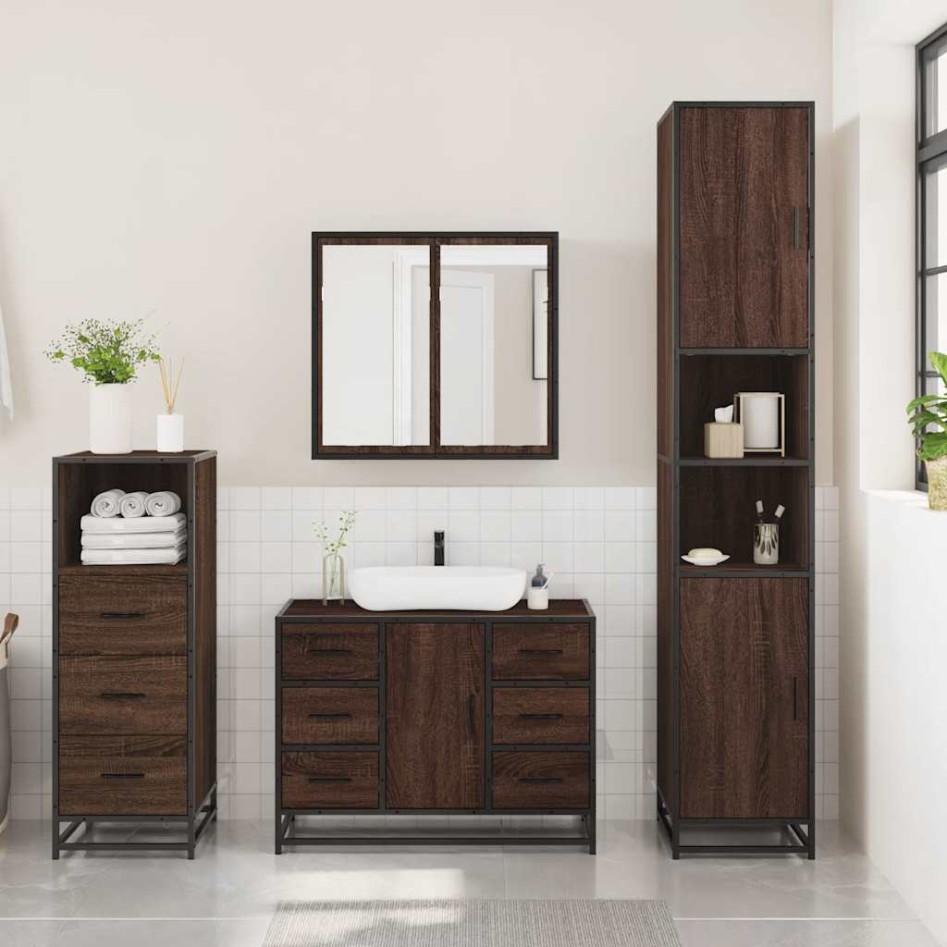 Set de muebles baño 3 pzas madera contrachapada roble