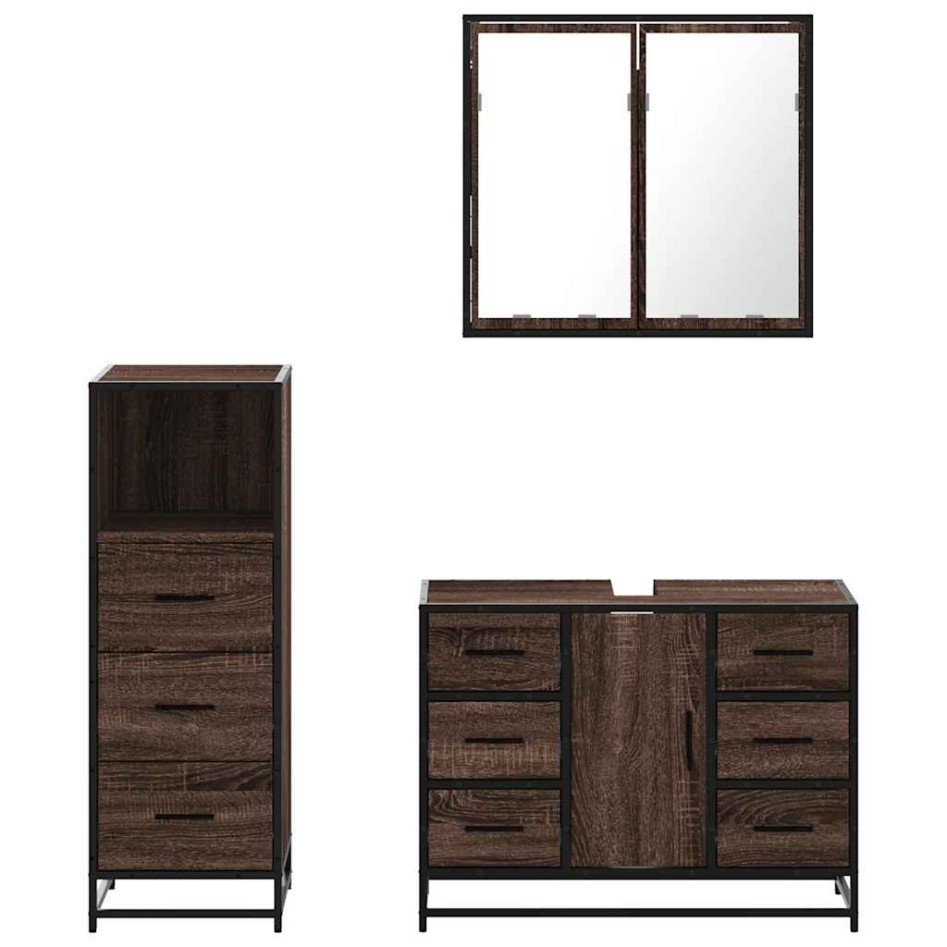 Set de muebles baño 3 pzas madera contrachapada roble