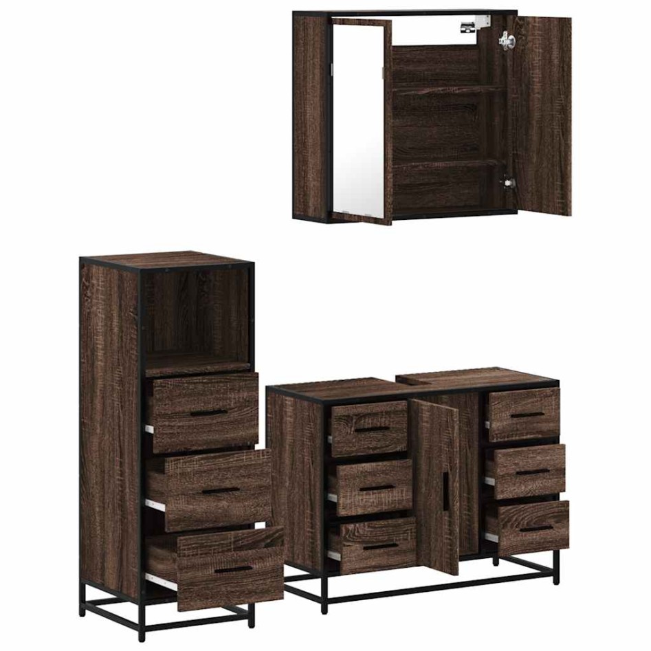 Set de muebles baño 3 pzas madera contrachapada roble