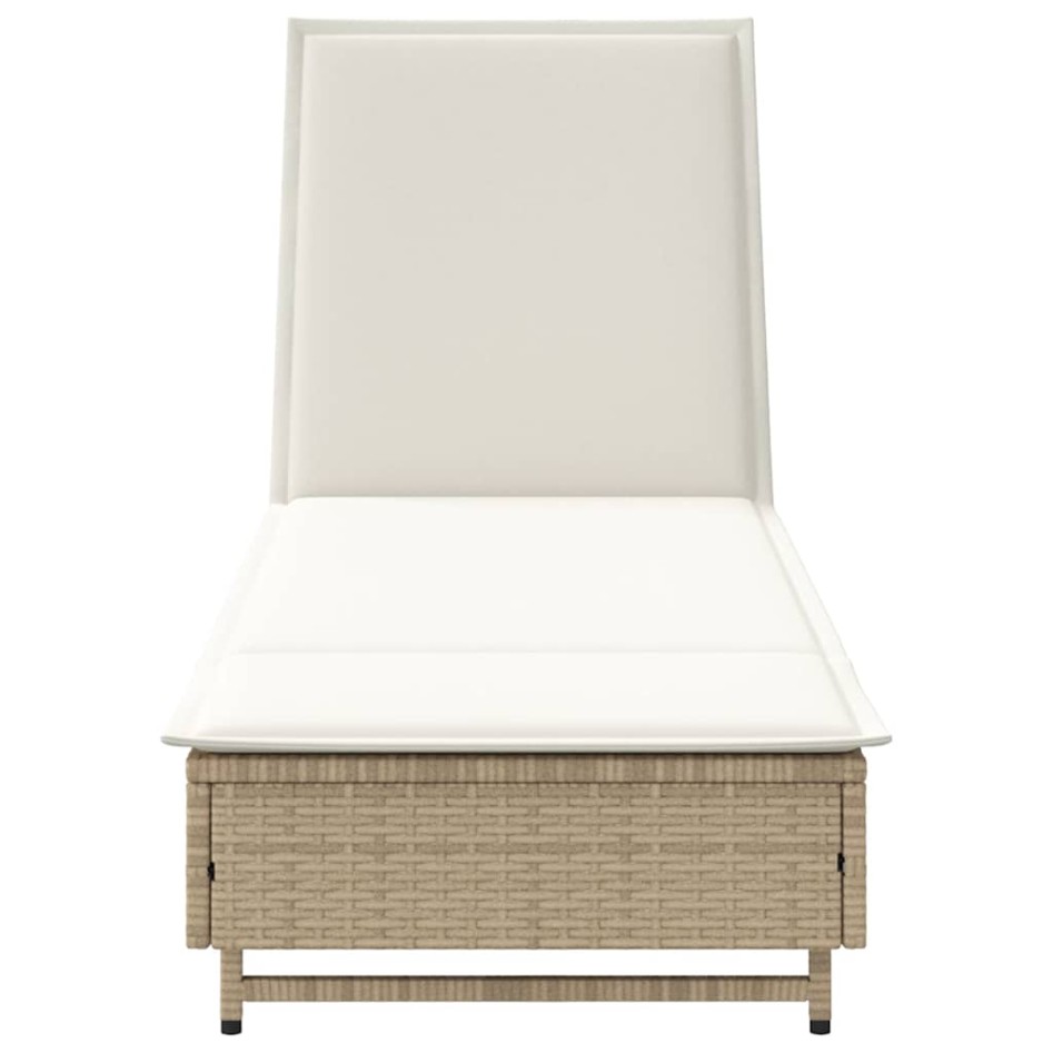 Tumbona con ruedas y cojín ratán sintético