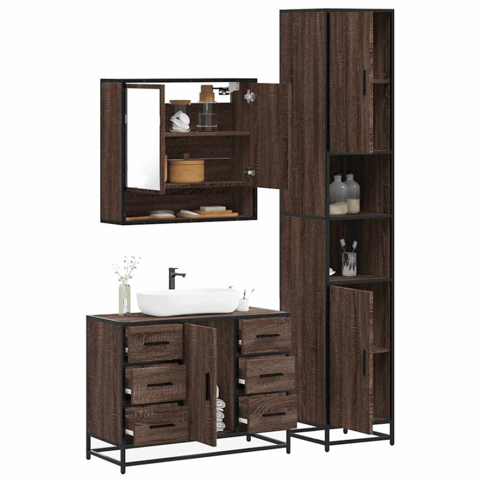 Set de muebles baño 3 pzas madera contrachapada roble