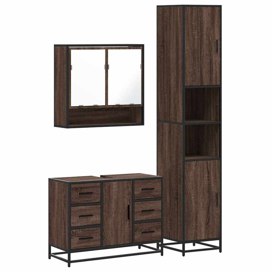 Set de muebles baño 3 pzas madera contrachapada roble