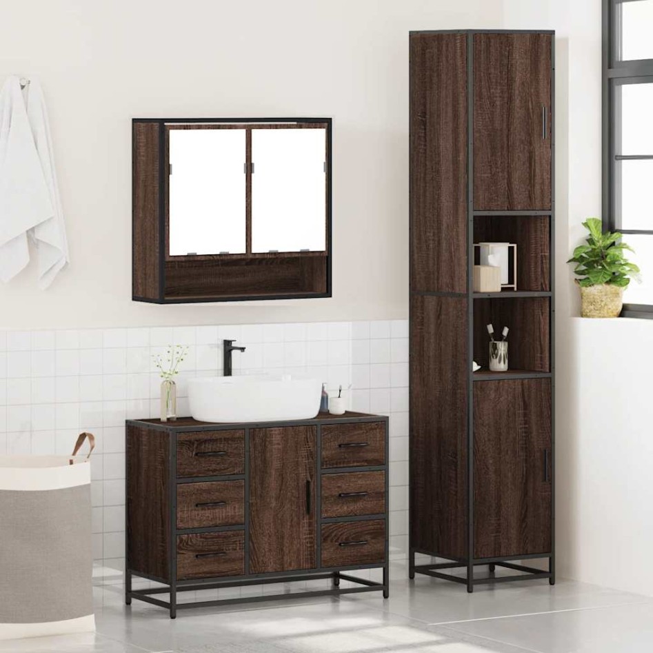 Set de muebles baño 3 pzas madera contrachapada roble